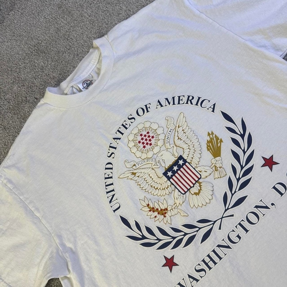 Vintage 90s Washington D.C. Eagle Graphic T-Shirt USA Delta Pro Weight Large - Picture 2 of 5